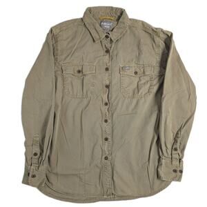 Ariat Rebar Shirt Womens Large Brown Washed Twill Long Sleeve Workwear Durable